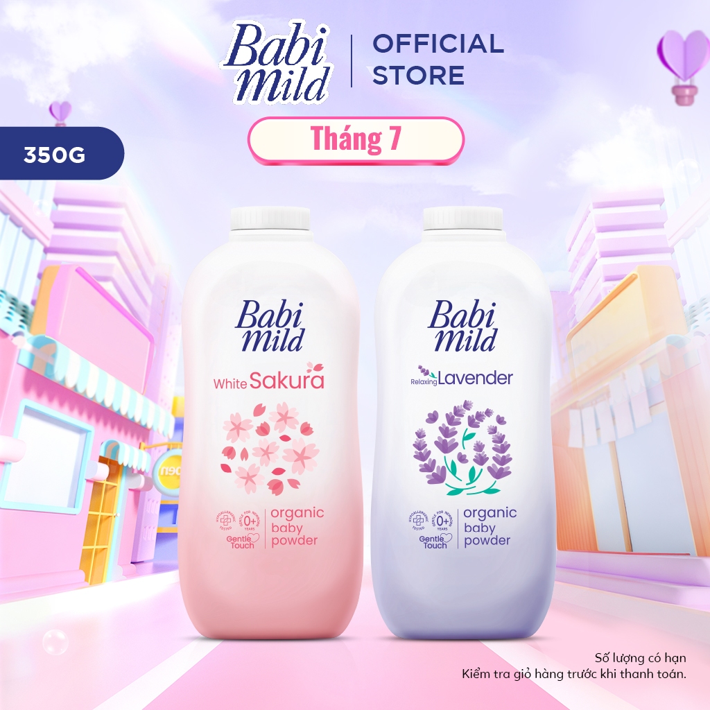 Phấn Rôm Trẻ Em Babi Mild White Sakura 350g