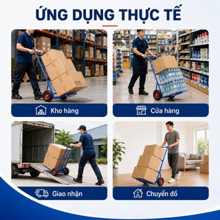 Xe Đẩy Hàng 2 Bánh Tải Trọng 250kg Bánh Cao Su Đặc 8 Inch Khung Thép Chắc Chắn Có Bàn Xếp Kéo Đẩy Linh Hoạt Siêu Bền