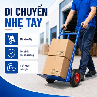 Xe Đẩy Hàng 2 Bánh Tải Trọng 250kg Bánh Cao Su Đặc 8 Inch Khung Thép Chắc Chắn Có Bàn Xếp Kéo Đẩy Linh Hoạt Siêu Bền