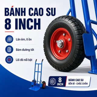 Xe Đẩy Hàng 2 Bánh Tải Trọng 250kg Bánh Cao Su Đặc 8 Inch Khung Thép Chắc Chắn Có Bàn Xếp Kéo Đẩy Linh Hoạt Siêu Bền