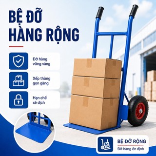 Xe Đẩy Hàng 2 Bánh Tải Trọng 250kg Bánh Cao Su Đặc 8 Inch Khung Thép Chắc Chắn Có Bàn Xếp Kéo Đẩy Linh Hoạt Siêu Bền