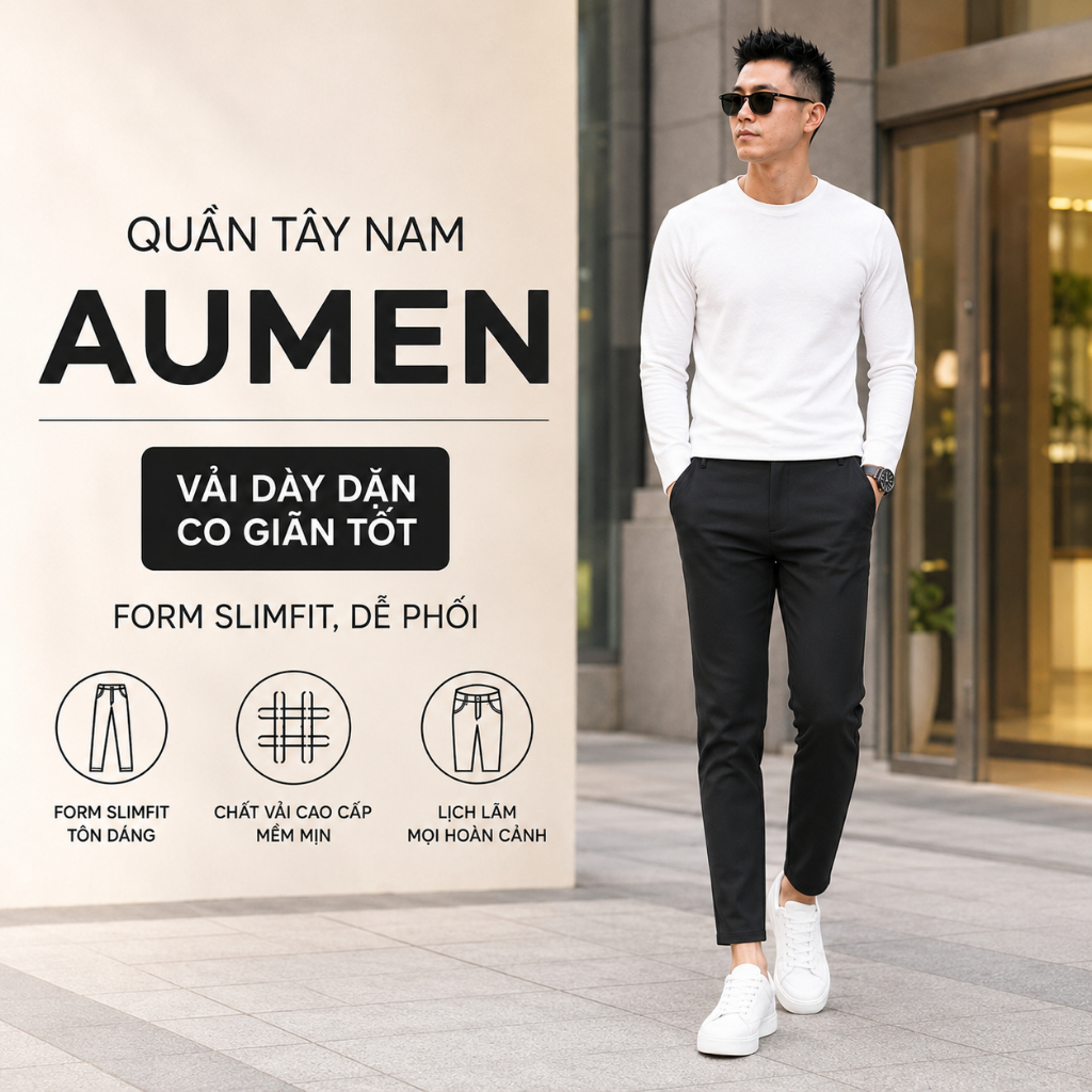 [DÀI ÔM] Quần Dài Âu Nam Chất Vải CO GIÃN TỐT CAO CẤP – KHÔNG NHĂN – KHÔNG XÙ Trẻ Trung Lịch Lãm