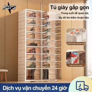 Tủ Kệ Đựng Giày Trong Suốt Gấp Gọn,Tủ Giày Nhiều Tầng Chất Liệu Nhựa Dày Dặn, Hít Nam Châm Kín Bụi