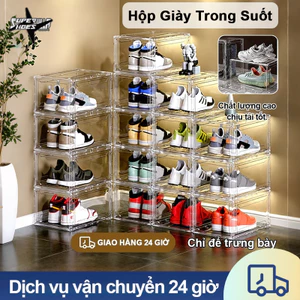 Hộp Đựng Giày Nhựa Cứng Cao Cấp, Hộp Nhựa Đựng Giày Dép Trong Suốt Kín Đáo, Chống Bụi