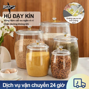 Hũ Đậy Kín Đựng khô, snack, trà, thú cưng Trong suốt có nắp Miệng rộng dễ lấy Chống ẩm mốc hiệu quả
