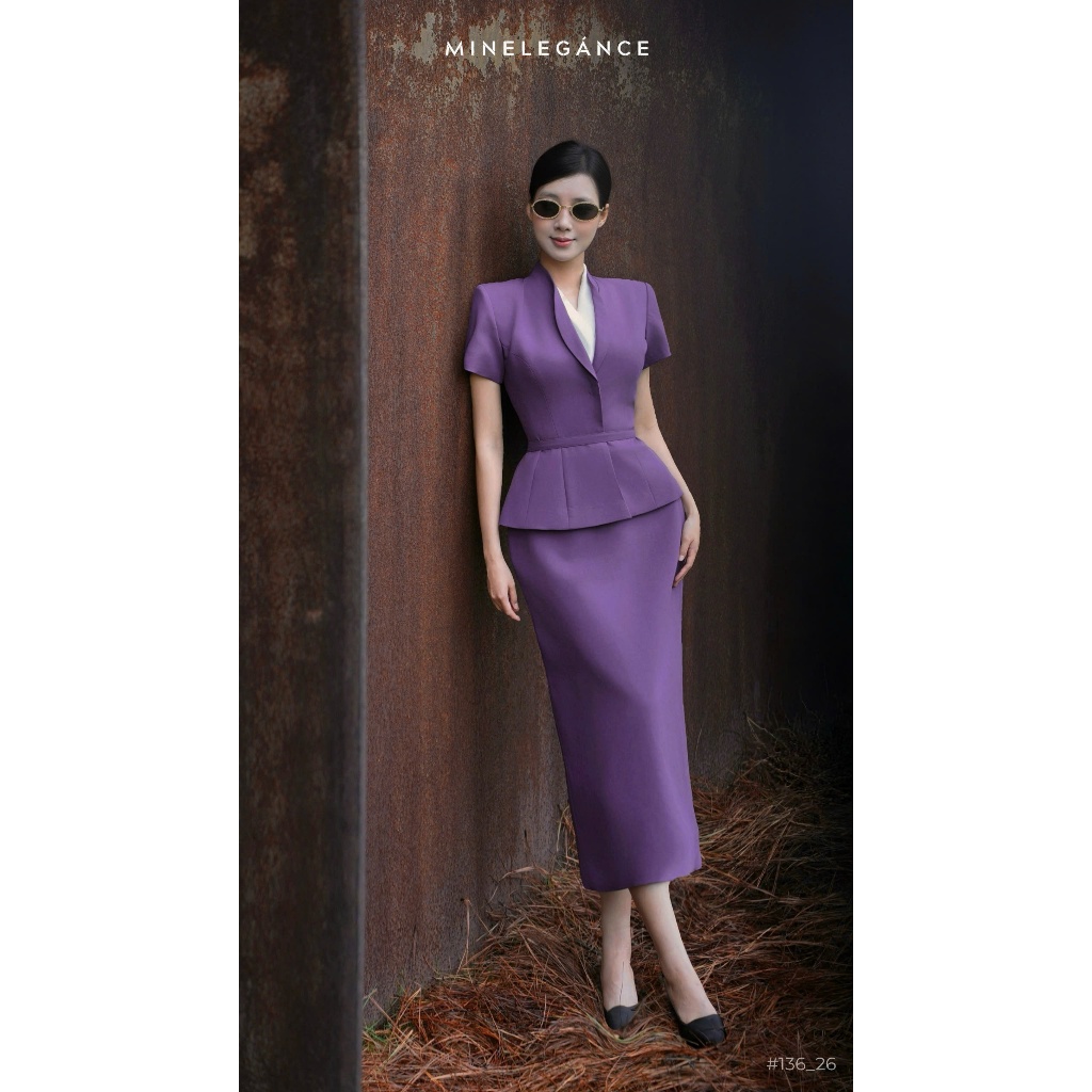 MINELEGÁNCE | SET ÁO VEST & CHÂN VÁY BÚT CHÌ THANH LỊCH, SANG TRỌNG - MIN136