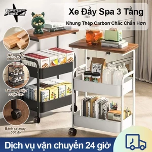 Thép Carbon Xe Đẩy Spa 3 Tầng Kệ để đồ Khung Thép Cacbon Có bánh xe Tiết kiệm không gian Đồ gia dụng