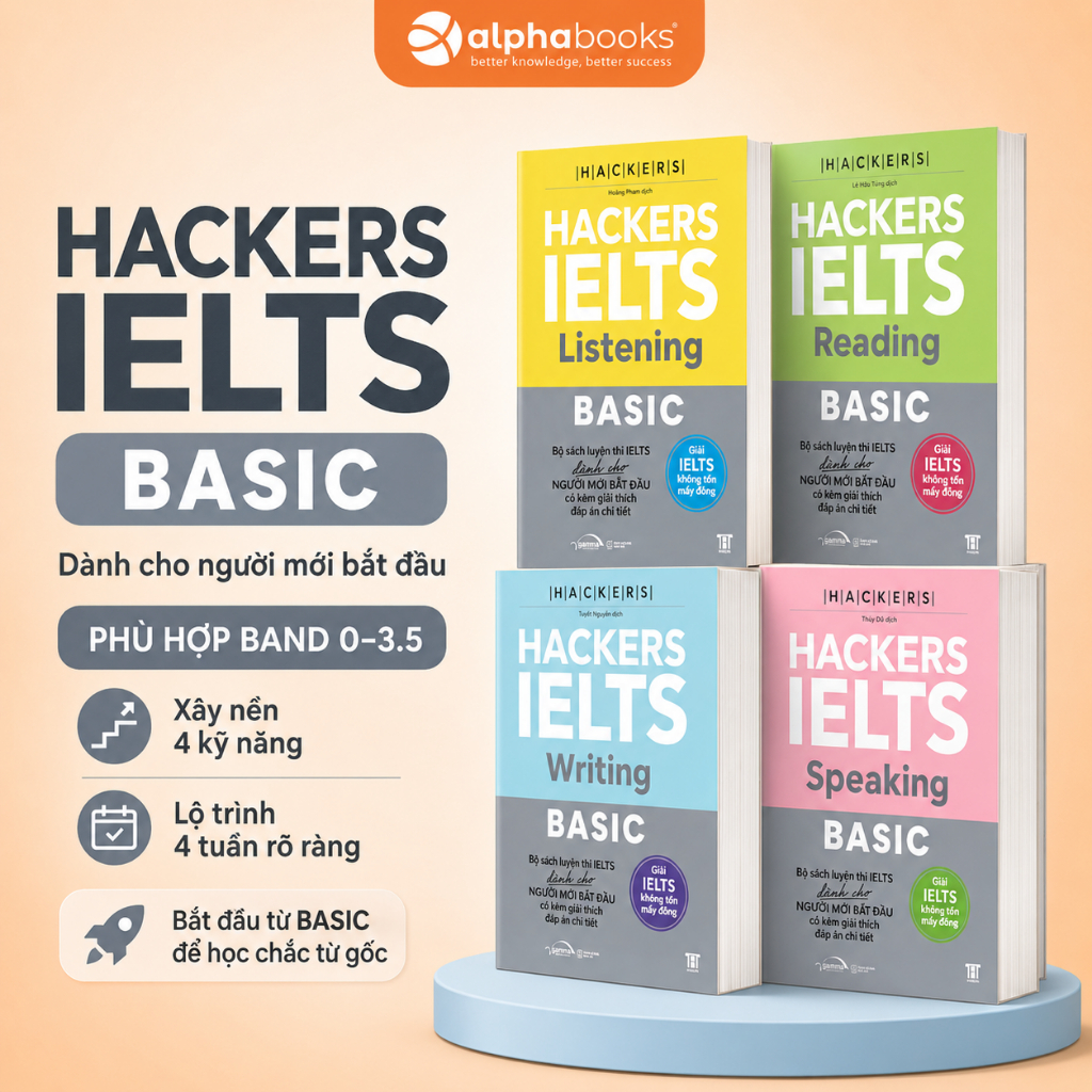 Bộ Sách Hackers IELTS Basic - Vững Nền Tảng Bứt Phá 7.0 IELTS