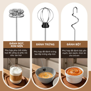 [ BH 1 NĂM ] Máy Đánh Bọt Cà Phê Cầm Tay, Máy Đánh Matcha, Ba Tốc Độ, Máy Đánh Trứng Cầm Tay Mini