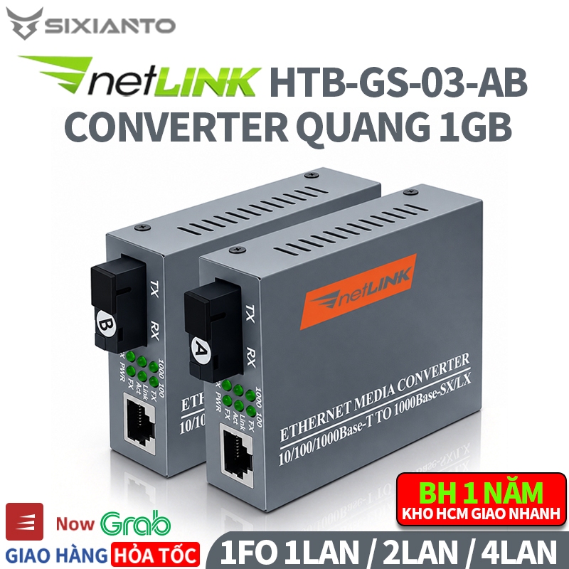 Converter Quang Gigabit Netlink HTB-GS03 1000Mbps Bộ Chuyển Đổi Quang Điện SC 1 Sợi 2 Sợi