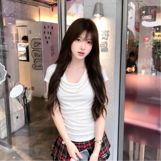 Áo Thun Nữ RUSY Cổ Đổ Tay Ngắn Form Body Tôn Dáng Chất Thun Borip Co Giãn Mềm Mại TN09
