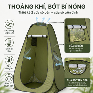 Lều Thay Đồ Tự Bung 190CM Chống Nước, Lều Tắm Di Động, Lều Vệ Sinh Cắm Trại Đa Năng, Khung Thép Bền, Kèm Túi Đựng