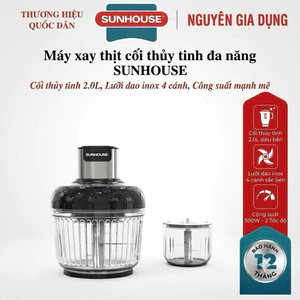 Máy xay thịt cối thủy tinh đa năng SUNHOUSE SHD5412 - Công suất 300W - Dung tích 2L - Bảo hành chính hãng 12 tháng