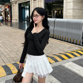 Áo Thun Nữ Tay Dài RUSY Cổ Tim Form Body Tôn Dáng Chất Thun Borip Co Giãn Mềm Mại TD15