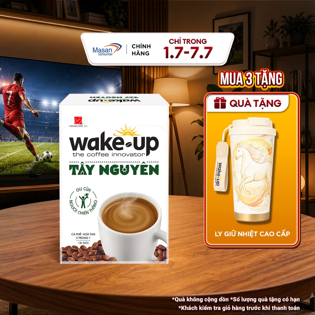 [HSD:5.9] Hộp Cà phê hòa tan Wake up Tây Nguyên x 18stick x 16gr