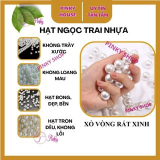 Hạt Ngọc Trai Nhựa ABS Có Lỗ Không Lỗ 4mm 6mm 8mm 10mm 12mm Loại Tốt Xỏ Charm Làm Hoa Xỏ Vòng Đính Áo Trang Trí Handmade