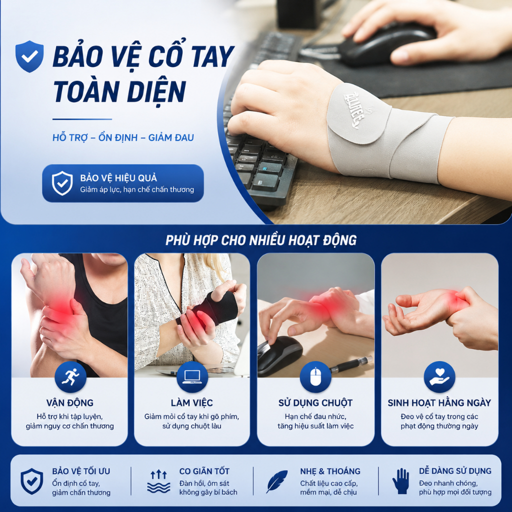 Băng Quấn Cổ Tay AOLIKES 7935 –Siêu Mỏng 0.9mm, Hỗ Trợ Viêm Gân, Giảm Đau Khi Tập Gym, Chơi Thể Thao