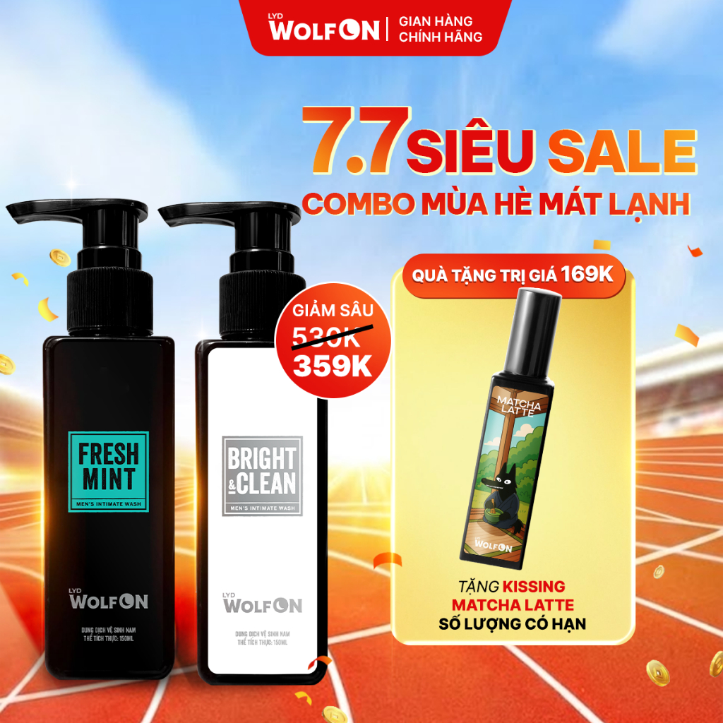 Combo Dung Dịch Vệ Sinh Nam Làm Sạch Fresh Mint, Bright Clean 150ml LYD Wolf ON, Thoáng Mát Cả Ngày