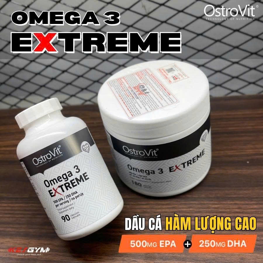 [CHÍNH HÃNG] Viên Dầu Cá Siêu Cô Đặc Ostrovit Omega 3 Extreme 500 EPA / 250 DHA 90 Viên - KEYGYM