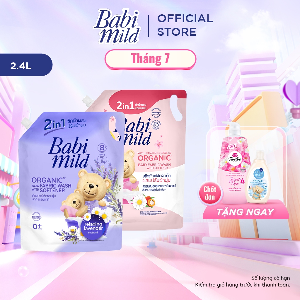 Nước Giặt Xả Dịu Nhẹ Cho Bé 2in1 Babi Mild 2400ml/túi