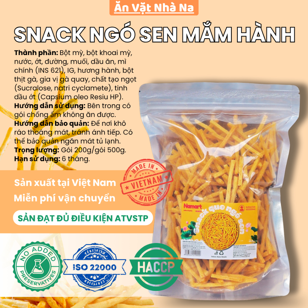 [ComBo 2kg] Snack Khoai Tây Ngó Sen Mắm Hành, Snack Khoai Que Thơm Cay, Ăn Vặt Nhà Na, Food