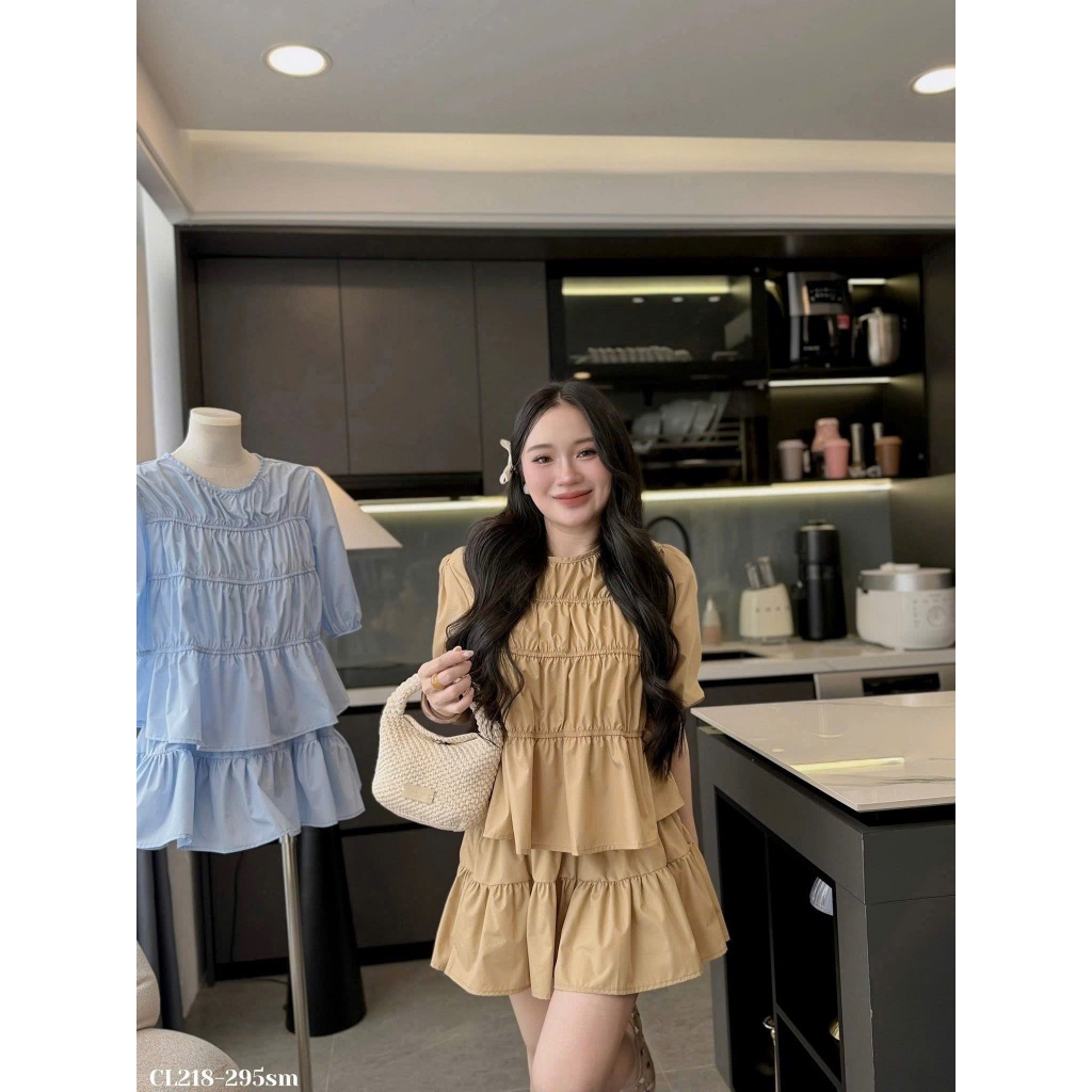 Set Váy Nữ 2 Món Tiểu Thư Chất Thô Mát Cao Cấp Tay Bồng Đủ Size