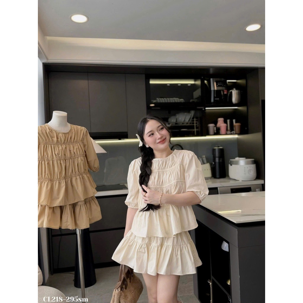 Set Váy Nữ 2 Món Tiểu Thư Chất Thô Mát Cao Cấp Tay Bồng Đủ Size
