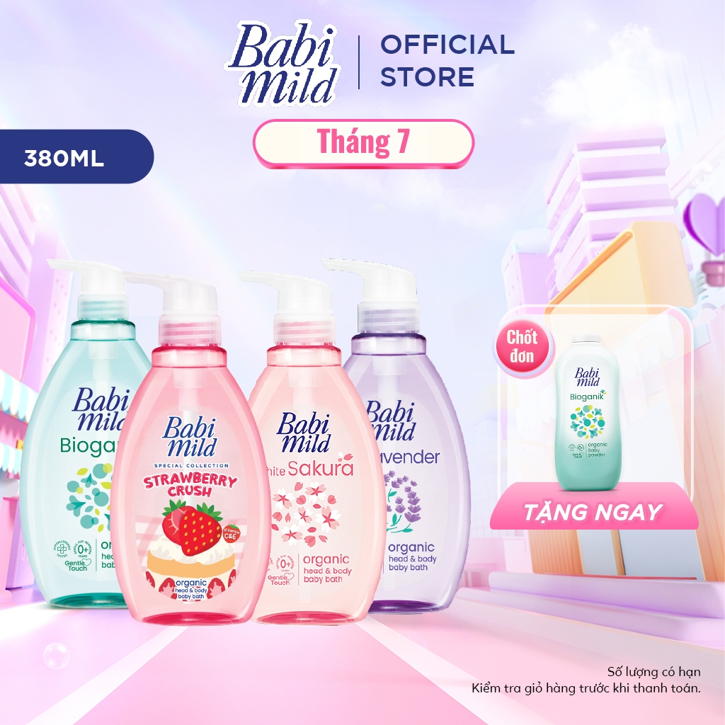 Sữa tắm gội toàn thân cho bé Babi Mild 380ml