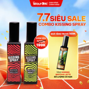 Combo Kissing Spray Vị Dưa Hấu, Đào, Bạc Hà LYD Wolf On, Xịt Thơm Miệng, Vị The Mát Tự Nhiên 20ml