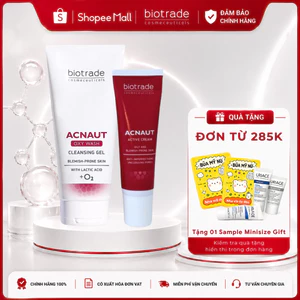 Bộ đôi Sữa rửa mặt & Chấm Mụn BIOTRADE Acnaut Active Cream/ Lotion cho da mụn viêm, mụn sưng, mụn bọc, mụn mủ