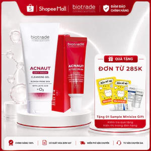 Combo BIOTRADE giảm mụn sạch da Gel rửa mặt 50ml & Chấm Mụn Acnaut Active Cream 5ml - Skin Studio