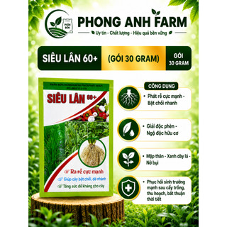 Phân bón Siêu lân 60+  Ra rễ cực mạnh, bật chồi, đẻ nhánh, tăng sức đề kháng (gói 30g)