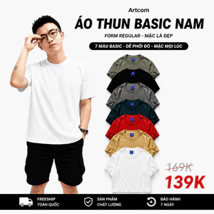 Áo Thun Trơn Nam Vải Cotton 4 Chiều 230GSM Artcom – Cotton Mềm Mịn, Form Regular, Co Giãn Thoáng Mát