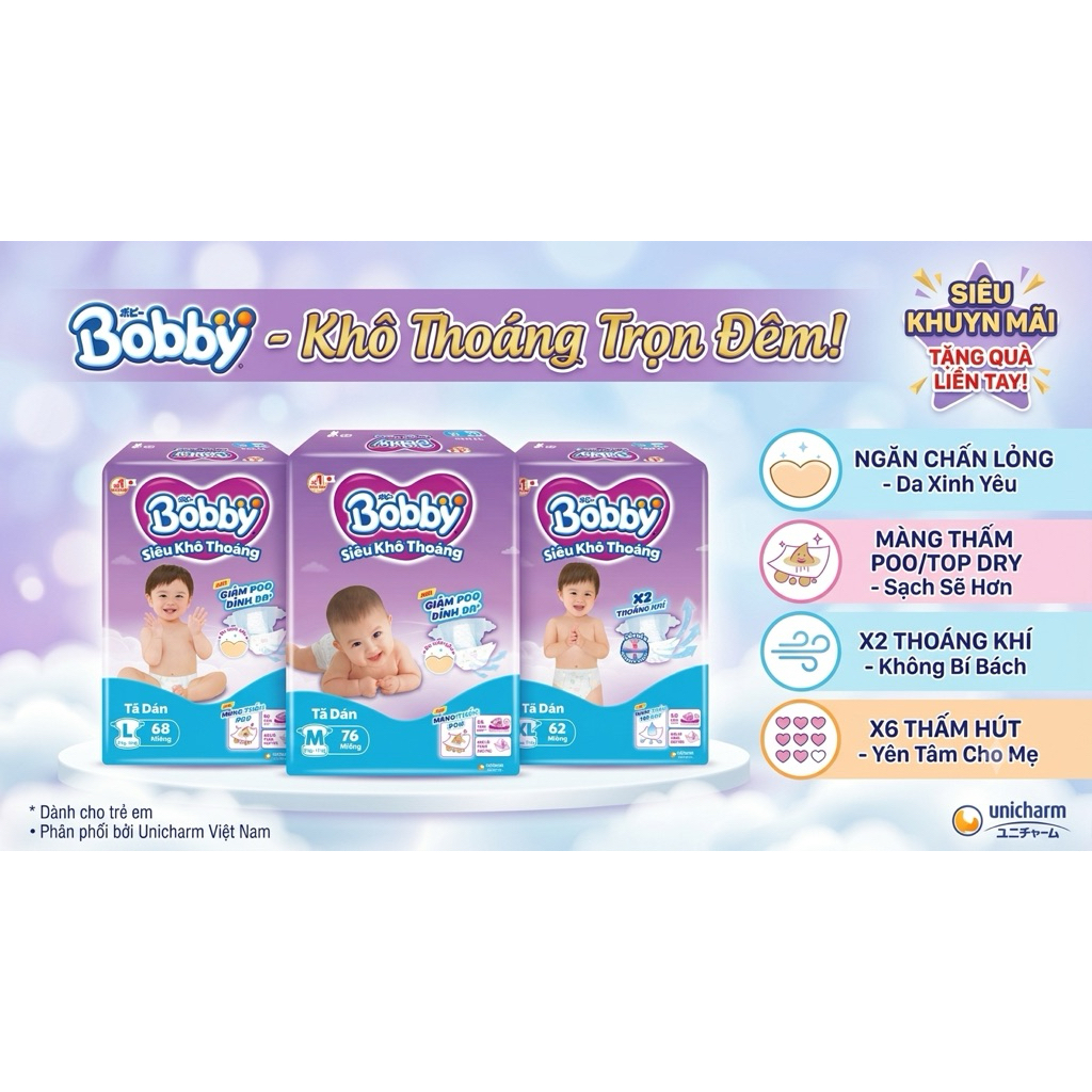 TÃ DÁN BOBBY SIÊU KHÔ THOÁNG - SUPER JUMBO S80 / M76