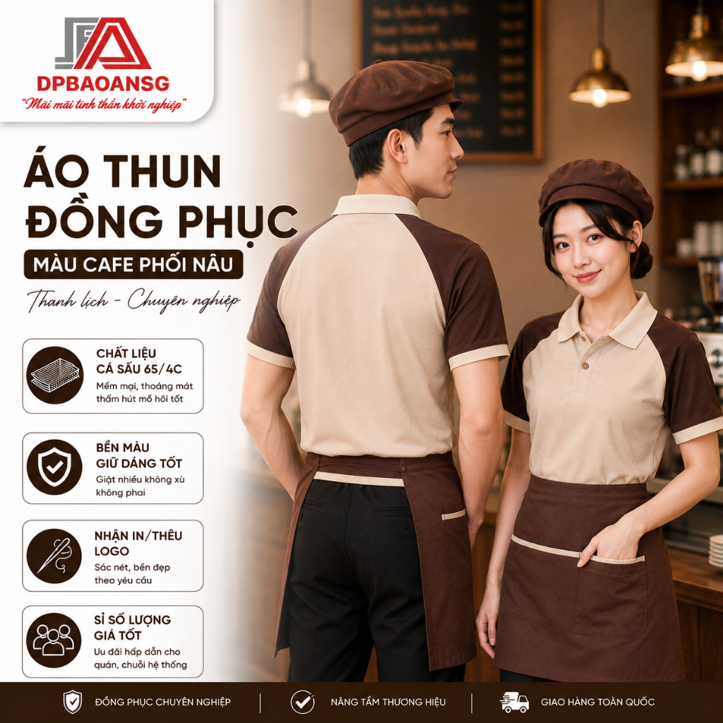 Áo Thun Polo Tay Raglan Phối Màu Nam Nữ Cho Phục Vụ, Bán Hàng, Mặc Hàng Ngày