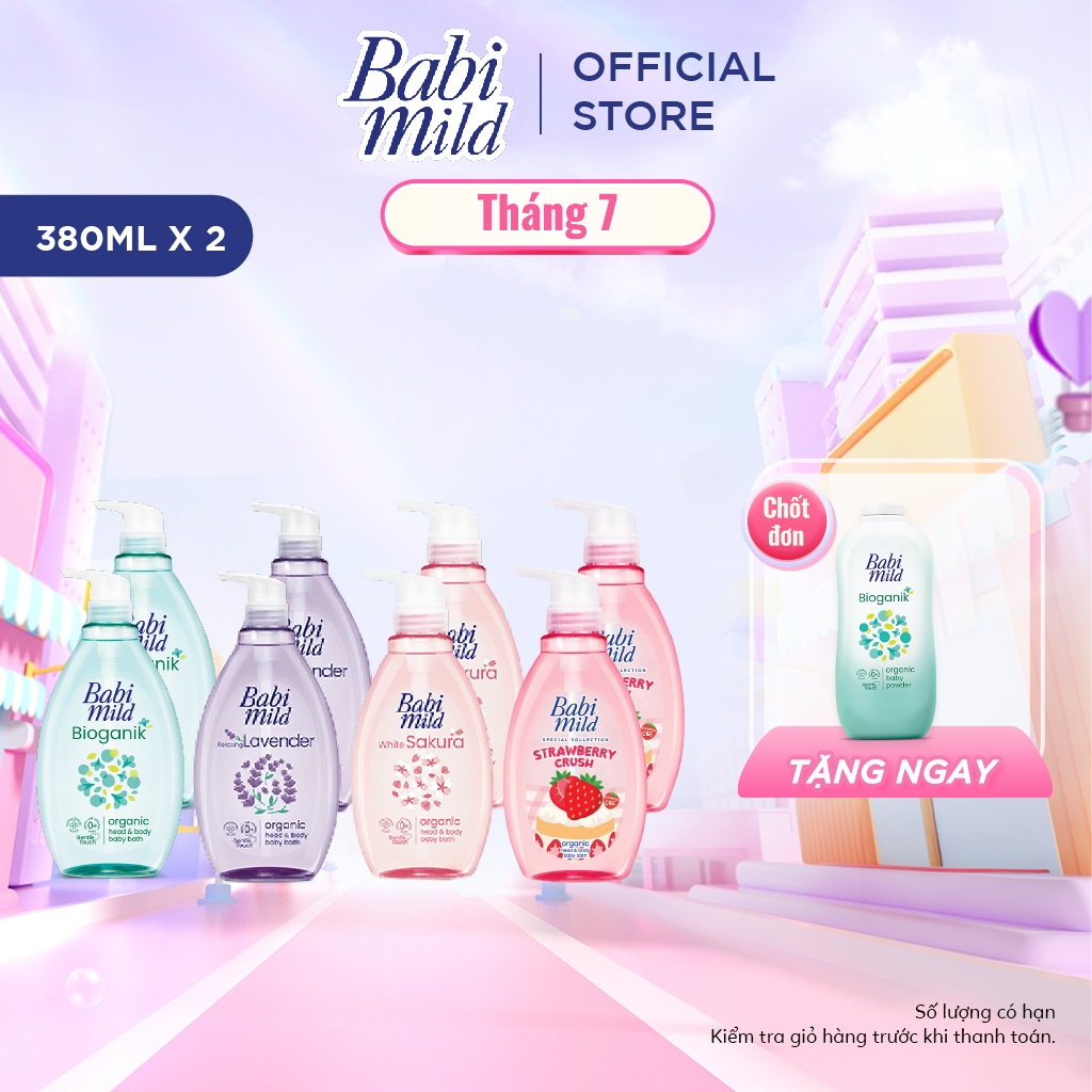 Combo 2 Sữa tắm gội toàn thân cho bé Babi Mild 380mlx2
