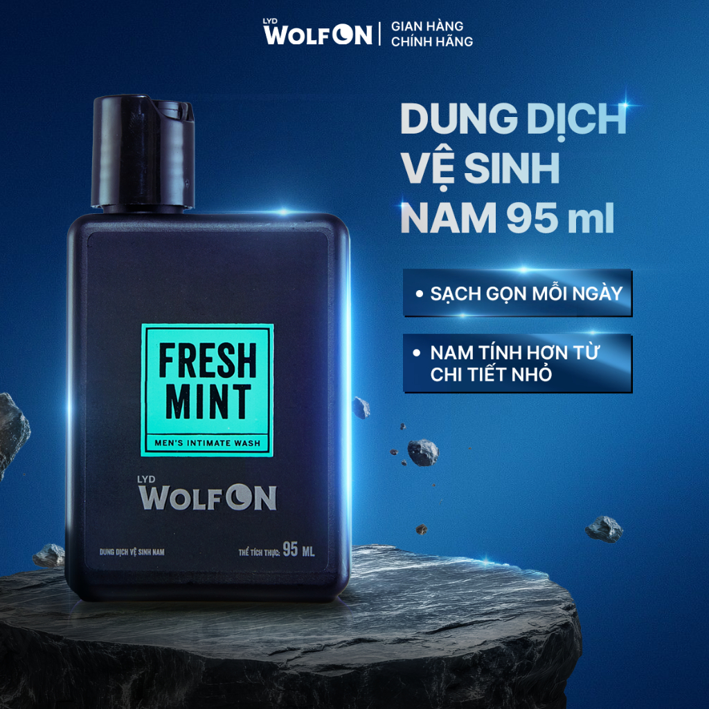 Dung Dịch Vệ Sinh Nam Giới LYD Wolf ON Fresh Mint Bạc Hà Mát Lạnh Sạch Thơm Nam Tính 95ml 150ml