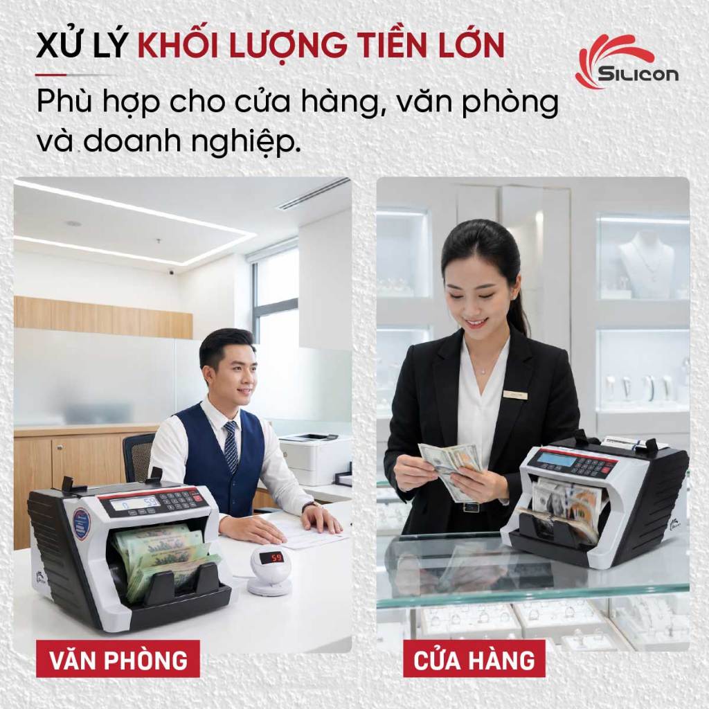 Máy Đếm Tiền SIlicon Thế Hệ Mới MC-3300, đếm tiền tự động, đếm tiền giấy và polime, VNĐ, ngoại tệ, chính xác, bền bỉ