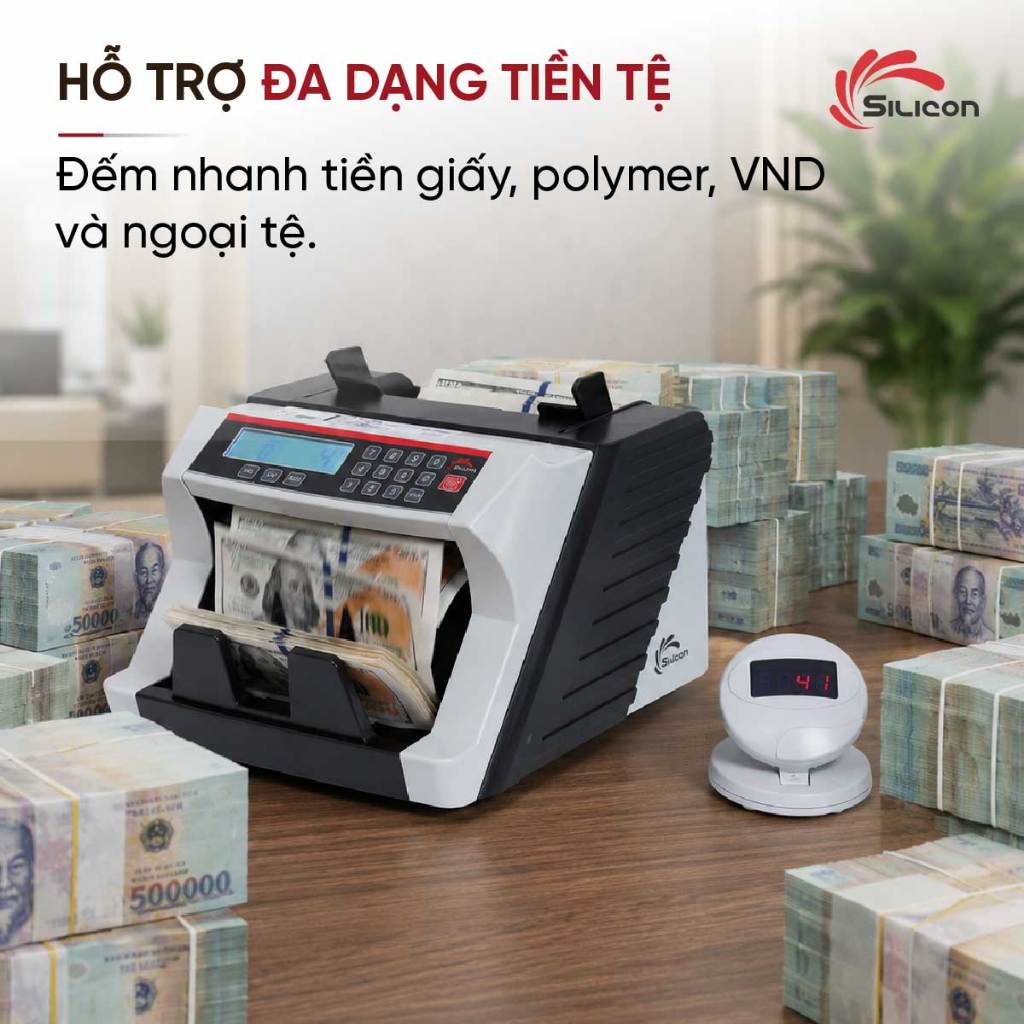 Máy Đếm Tiền SIlicon Thế Hệ Mới MC-3300, đếm tiền tự động, đếm tiền giấy và polime, VNĐ, ngoại tệ, chính xác, bền bỉ