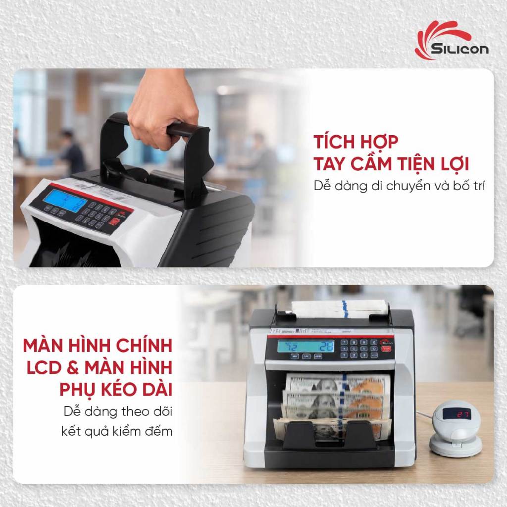 Máy Đếm Tiền SIlicon Thế Hệ Mới MC-3300, đếm tiền tự động, đếm tiền giấy và polime, VNĐ, ngoại tệ, chính xác, bền bỉ