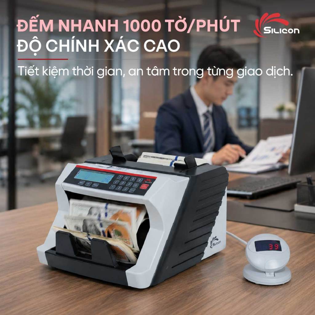 Máy Đếm Tiền SIlicon Thế Hệ Mới MC-3300, đếm tiền tự động, đếm tiền giấy và polime, VNĐ, ngoại tệ, chính xác, bền bỉ