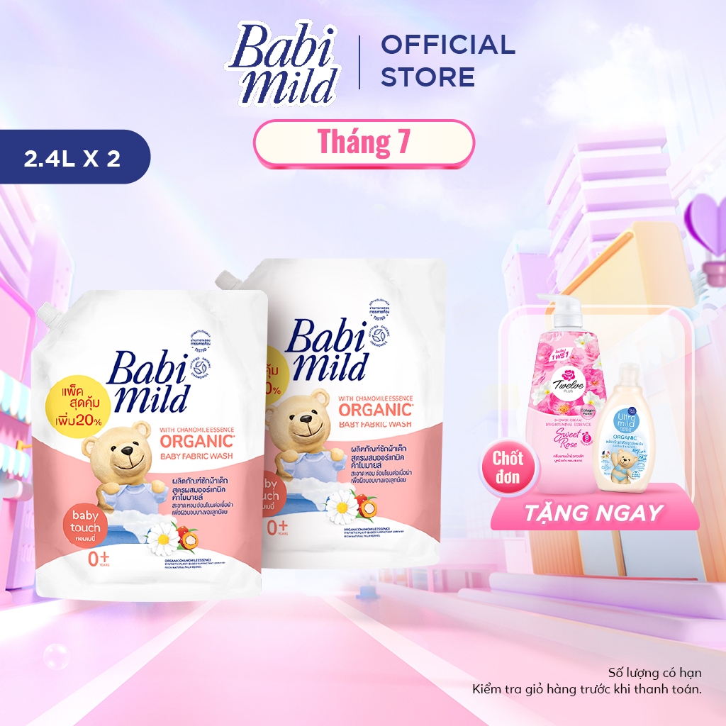 Combo 2 Túi Nước Giặt Cho Bé Babi Mild Baby Touch 2.4L