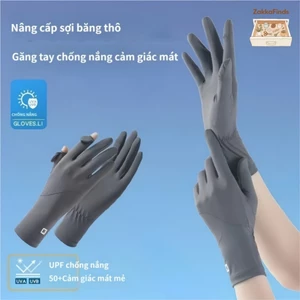 Găng tay chống nắng nữ vải lụa lạnh – Chống tia UV UPF50+, hở ngón thoáng khí, lòng bàn tay chống trượt, nhiều màu thời