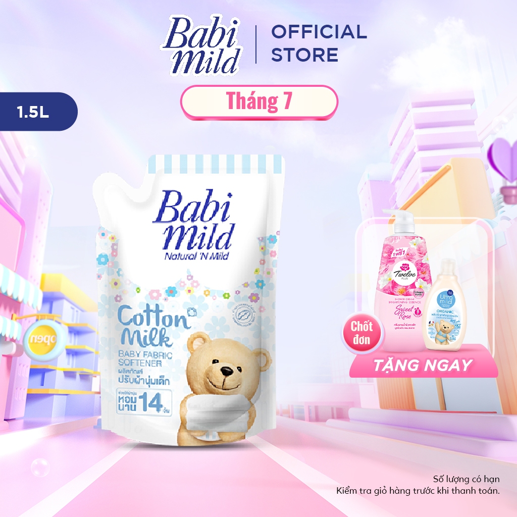Nước Xả Dịu Nhẹ Cho Bé Babi Mild Cotton Milk 1500ml/túi