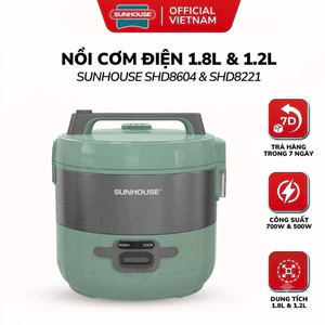 Nồi Cơm Điện 1.8L & 1.2L Sunhouse SHD8604 & SHD8221 - Phủ Chống Dính FLEAD Vân Tổ Ong Bảo Hành 1 Năm