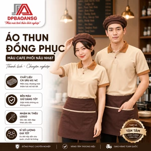 Áo Polo Cá Sấu Nam Nữ Màu Café Phối Nâu – Đồng Phục Quán, Công Ty, Mặc Hàng Ngày