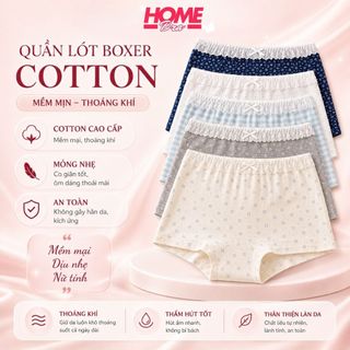 Quần lót nữ đùi cotton kháng khuẩn cao cấp ren sang trọng họa tiết hoa nhí đính nơ xinh xắn L5522