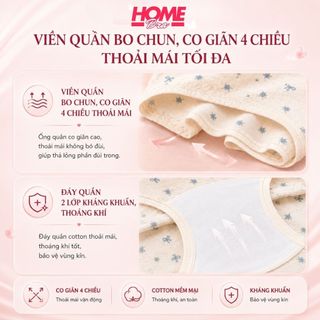 Quần lót nữ đùi cotton kháng khuẩn cao cấp ren sang trọng họa tiết hoa nhí đính nơ xinh xắn L5522