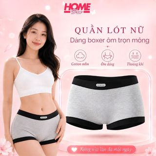 Quần lót nữ cotton kháng khuẩn dáng boxer thể thao cá tính cạp trung tôn dáng đáy lót mở rộng L5284