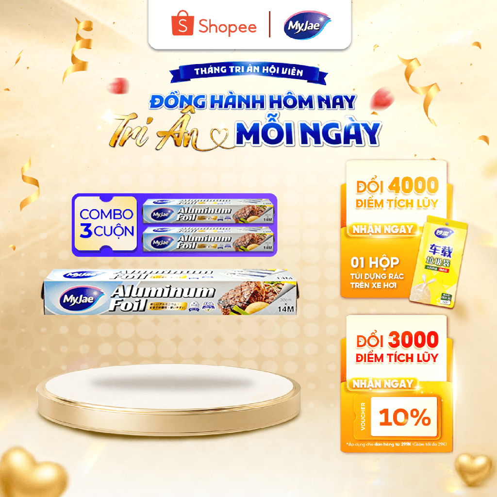 Combo 3 Hộp Giấy Bạc Màng Nhôm MyJae Đài Loan Để Bảo Quản, Nướng Thức Ăn 30cm x 14m